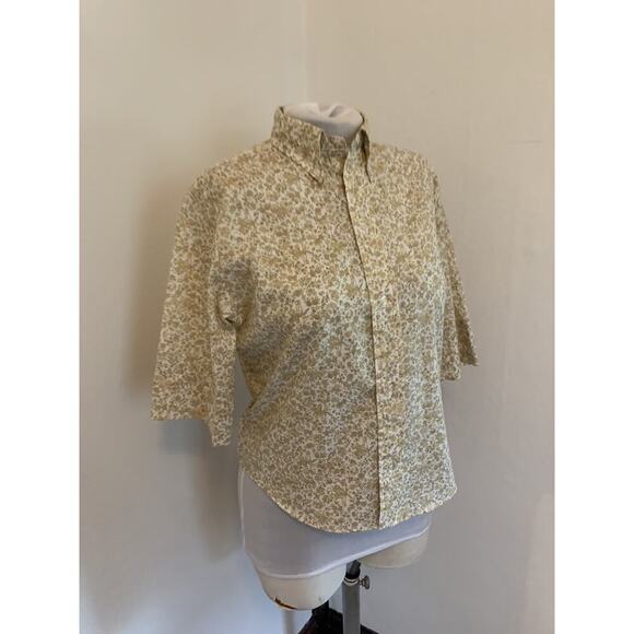 VTG 60s Country Cousins Western Calico Floral Short Sleeve button Down top Dura - Picture 6 of 16